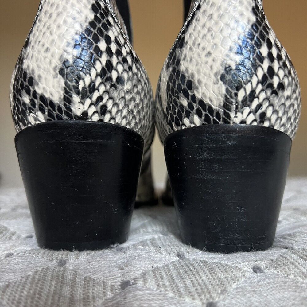 Paige Willa Cream & Black Snake Skin‎ Print Leather Western Cowgirl Ankle Boot 9 - Picture 10 of 16
